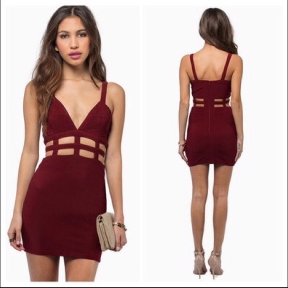 Tobi Burgundy Cage Dress