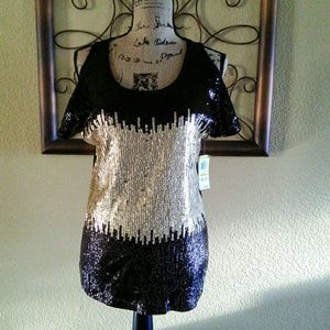 Sequin Radiance black & Gold  Blouse
