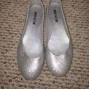 Silver sparkly flats