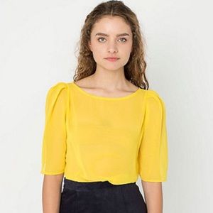 American Apparel Puff Sleeve Chiffon Blouse
