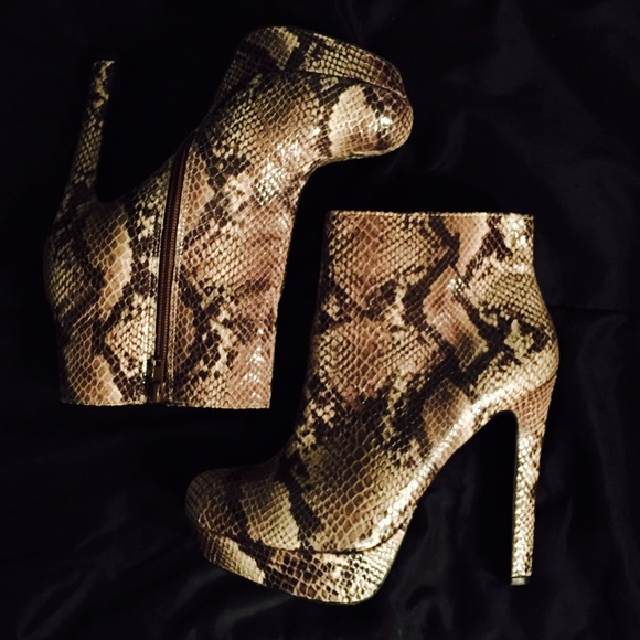 Brown Snake Print Booties