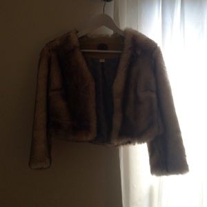 Faux fur cropped jacket from anthropologie.