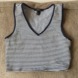 Navy and white stripped crop top