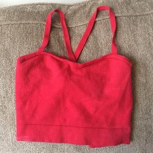 American apparel red crop top adjustable straps