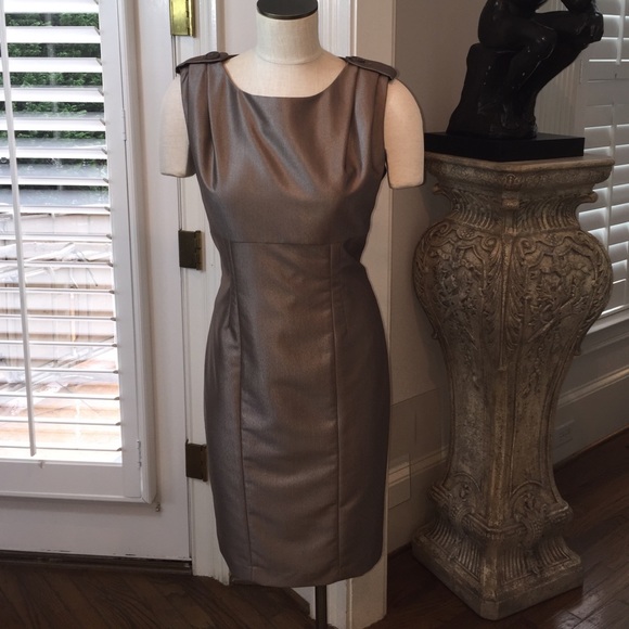 Calvin Klein Dresses & Skirts - Calvin Klein shiny brown fitted dress