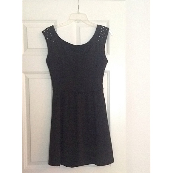 Black studded dress with open back