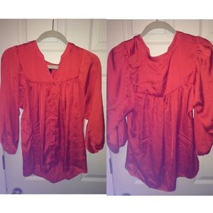 Orange long sleeve Silk shirt