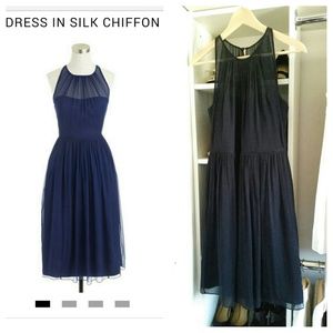 Navy Blue J. Crew "Megan" silk Chiffon Dress