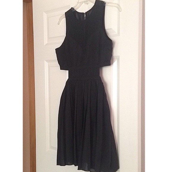 Black cut out skater dress.