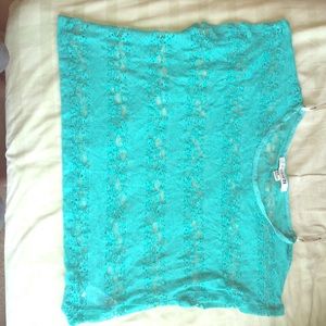 Cute Teal Lace Crop Top from Forever 21