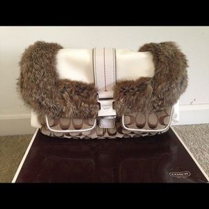 Coach fur shoulder bag