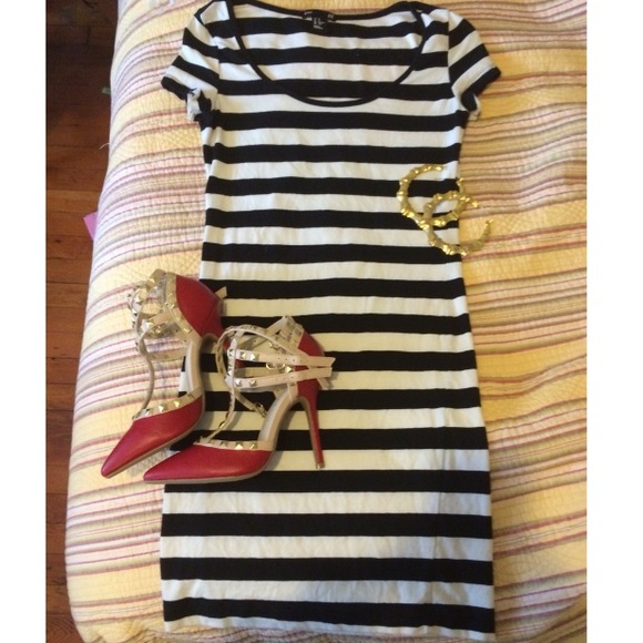 Black and white pin striped dress