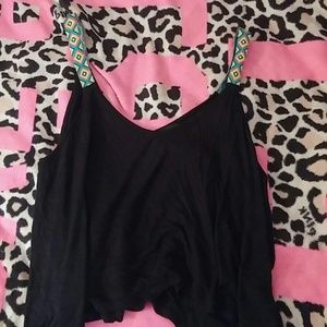 Black tribal crop top