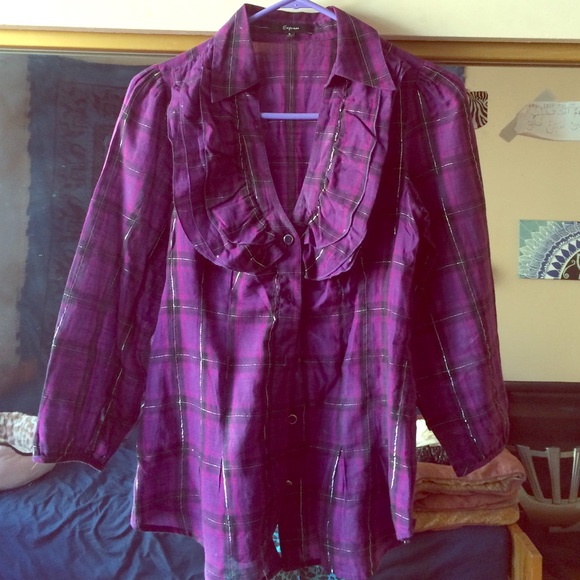 Express purple button down