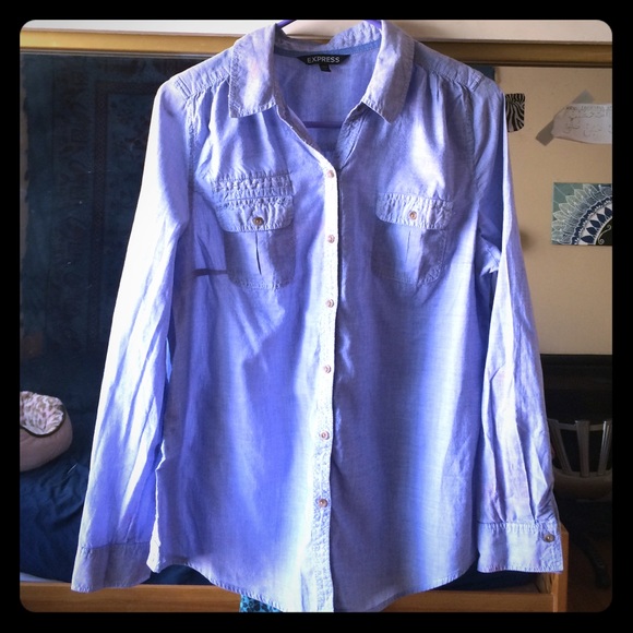 Express blue casual button down