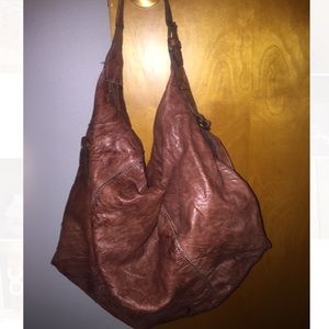 TANO Brown Distressed Leather Purse