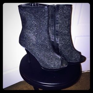 black, mid tall, open toe, sheer