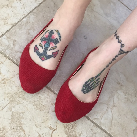 Red super comfy flats.