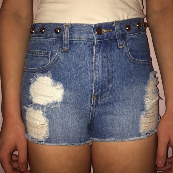 Studded High Waisted Forever 21 Denim Shorts