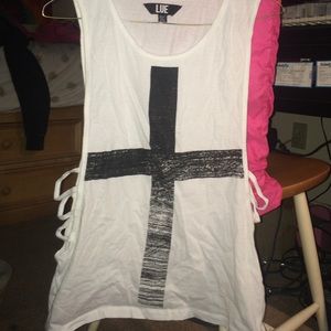 cross tank top with open cut design on sides