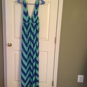 J.Crew blue/green chevron maxi