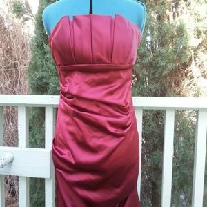 Betsy & Adam Red Strapless Dress