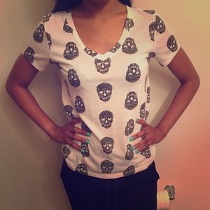 White & Black Skeleton Shirt
