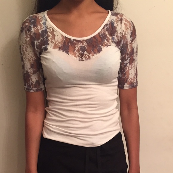 Shirt with floral see through detailing
