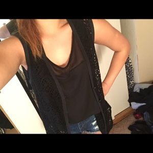 Crochet black vest