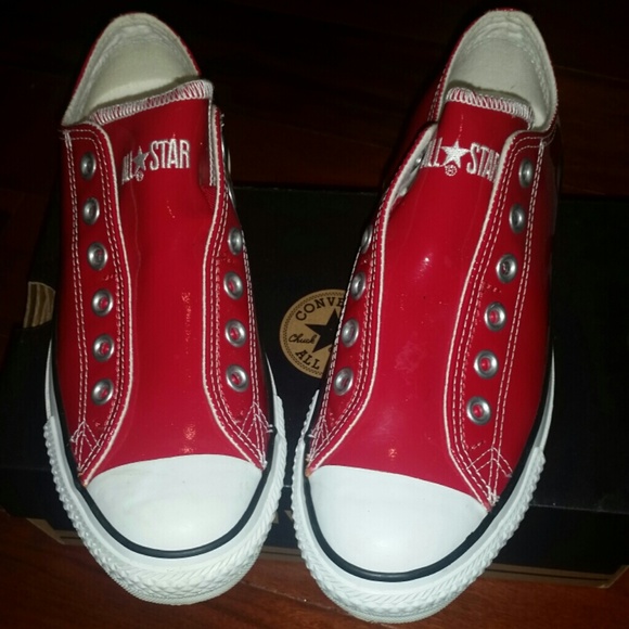 Red patent leather converse women's size 7