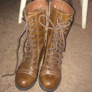 brown combat boots worn once!!!!