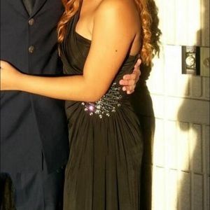 Long black one strap gown