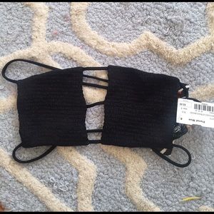 Indah Moto Smocked string bikini top Size SMALL