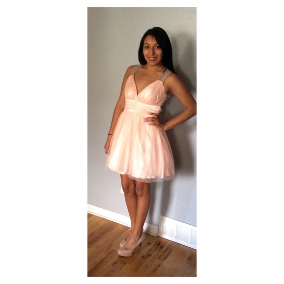 Light pink open back dress