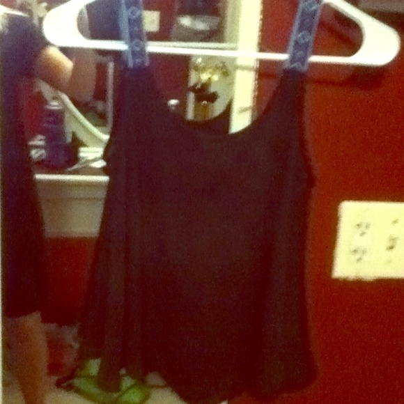 Black tank top with pretty sleeves.