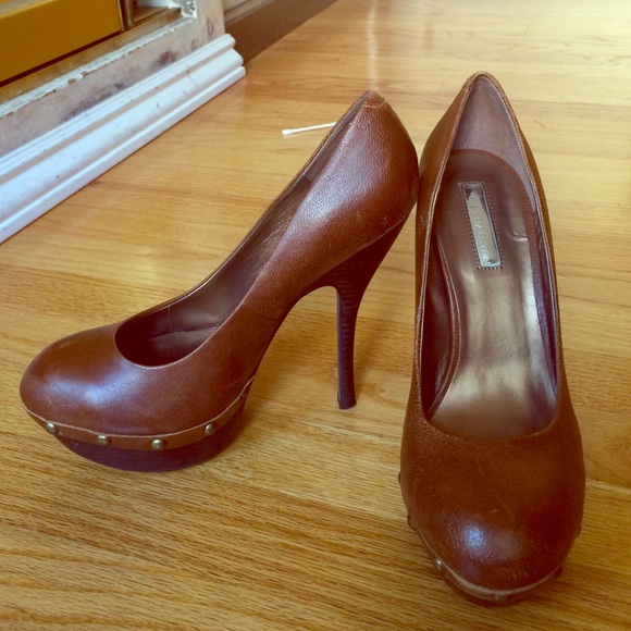 Brown studded pumps