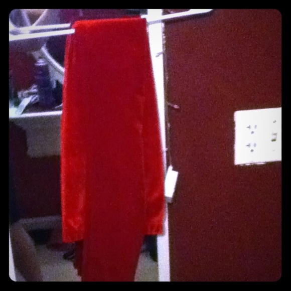 Bright red velvet leggings!