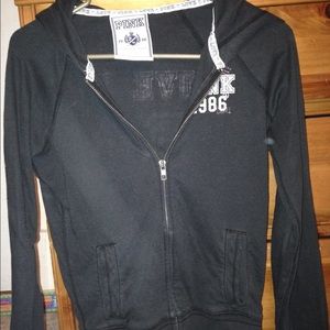 Victoria's Secret PINK black zip up hoodie