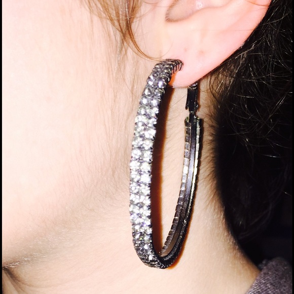 Sparkly Hoop Earrings❥ - Picture 3 of 4