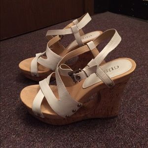 Guess Wood Platform Wedge Heels