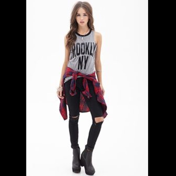 NWOT TAGS BLACK AND GREY BROOKLYN NY MUSCLE TEE