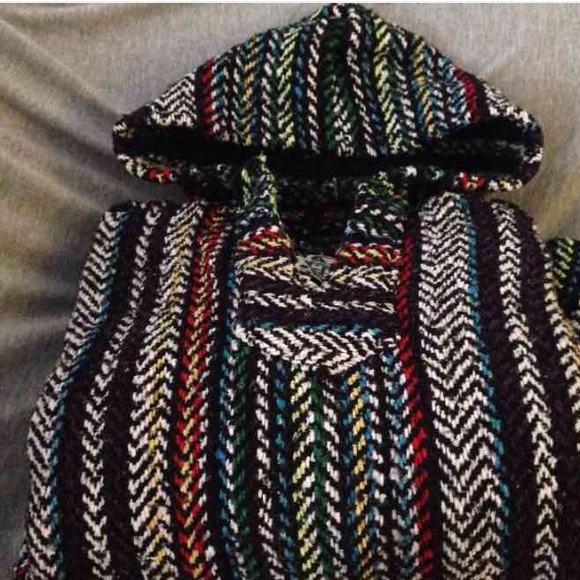 Baja worn once poncho drug rug