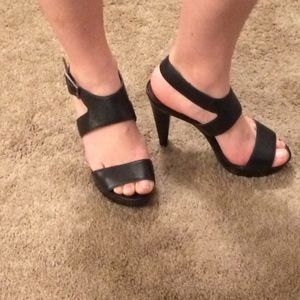 Levity black platform heels with cutouts