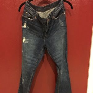 Simply Vera distressed straight leg jeans dark