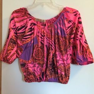 Bright pink belly shirt