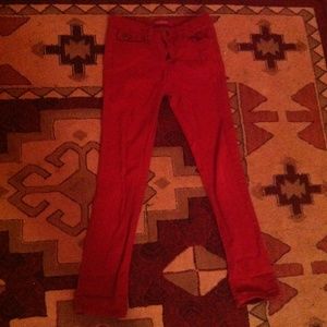 Red skinny jeans