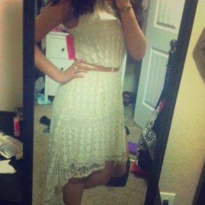 Xhilaration Cream Lace Hi-Low Dress