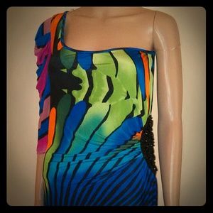Multicolor One Shoulder Dress