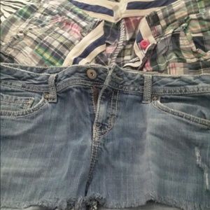 Aero denim shorts and American eagle plaid shorts