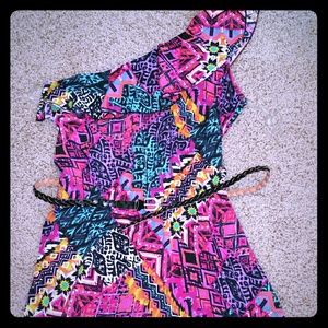 One shoulder printed dress